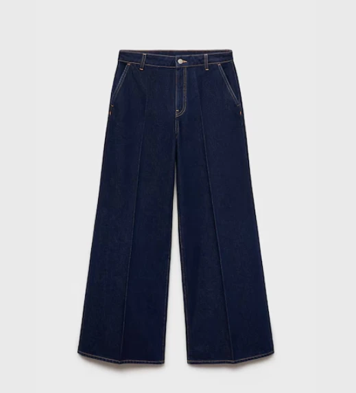Mango High-Rise Wideleg Rinse-Wash Jeans